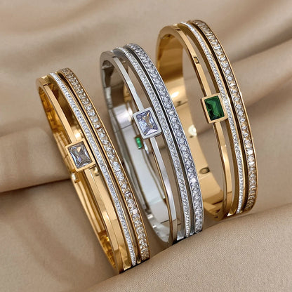 Luxury Stainless Steel Cuff Bracelet For Women  Gold Silver Color