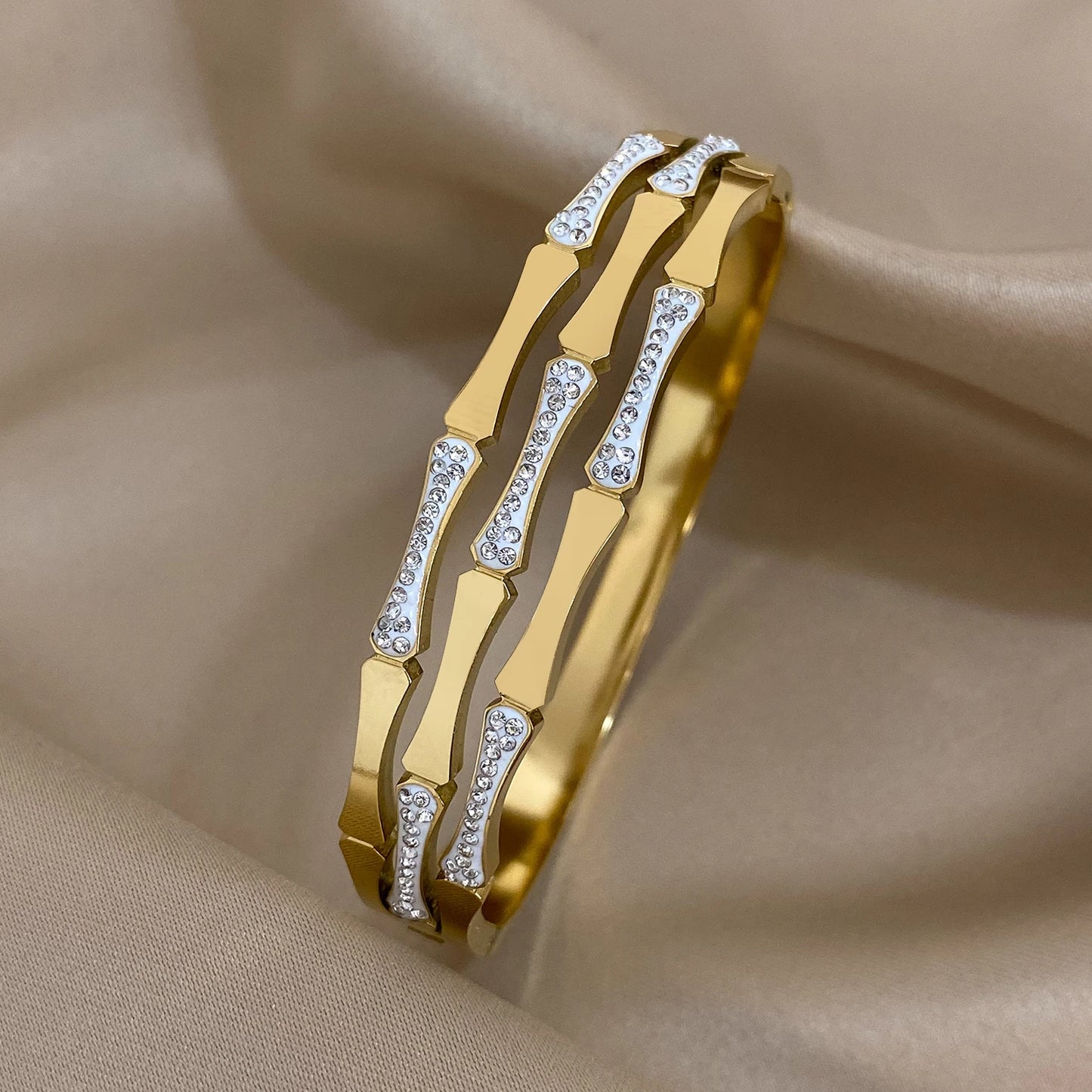 Luxury Stainless Steel Cuff Bracelet For Women  Gold Silver Color