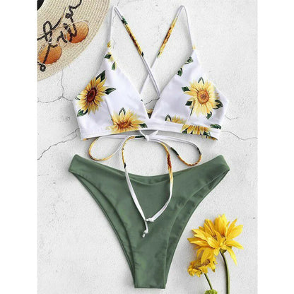 Sunflower Printed Bikini Set Sexy Swimwear Women 2025