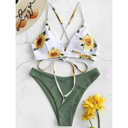 Sunflower Printed Bikini Set Sexy Swimwear Women 2025