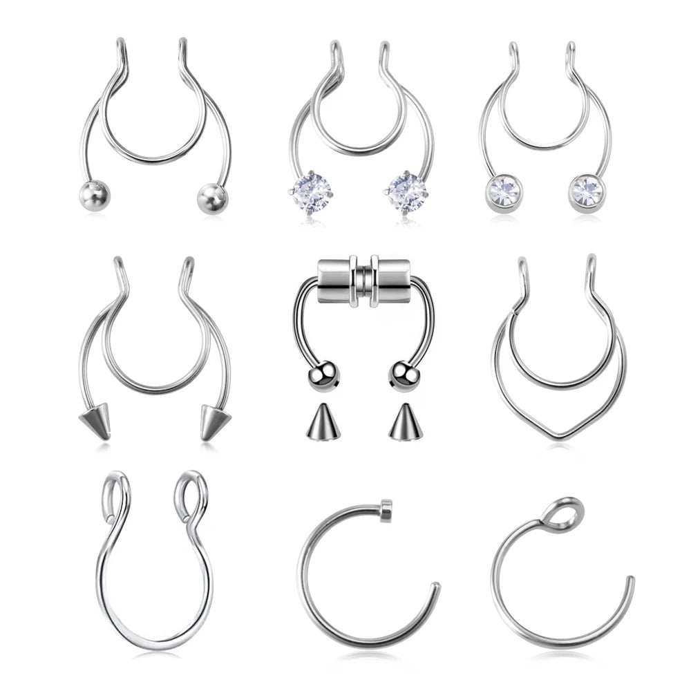 1pc Fake Nose Ring for Women Men 20G Surgical Steel Faux Piercing Jewelry