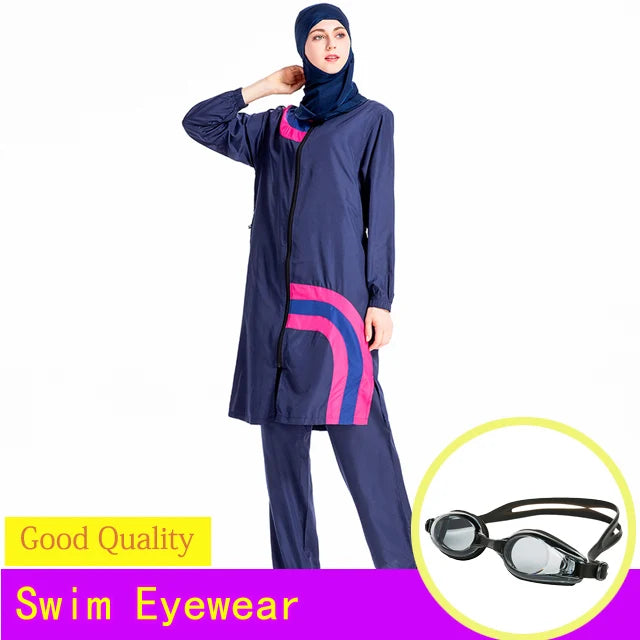 Summer Stitching Style Conservative Muslimah Swimsuit