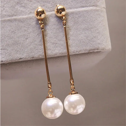 Long Tassel Simulated Pearl Drop Earrings