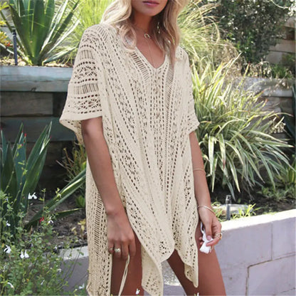 New Arrivals Sexy Beach Cover up White Crochet Robe  swim