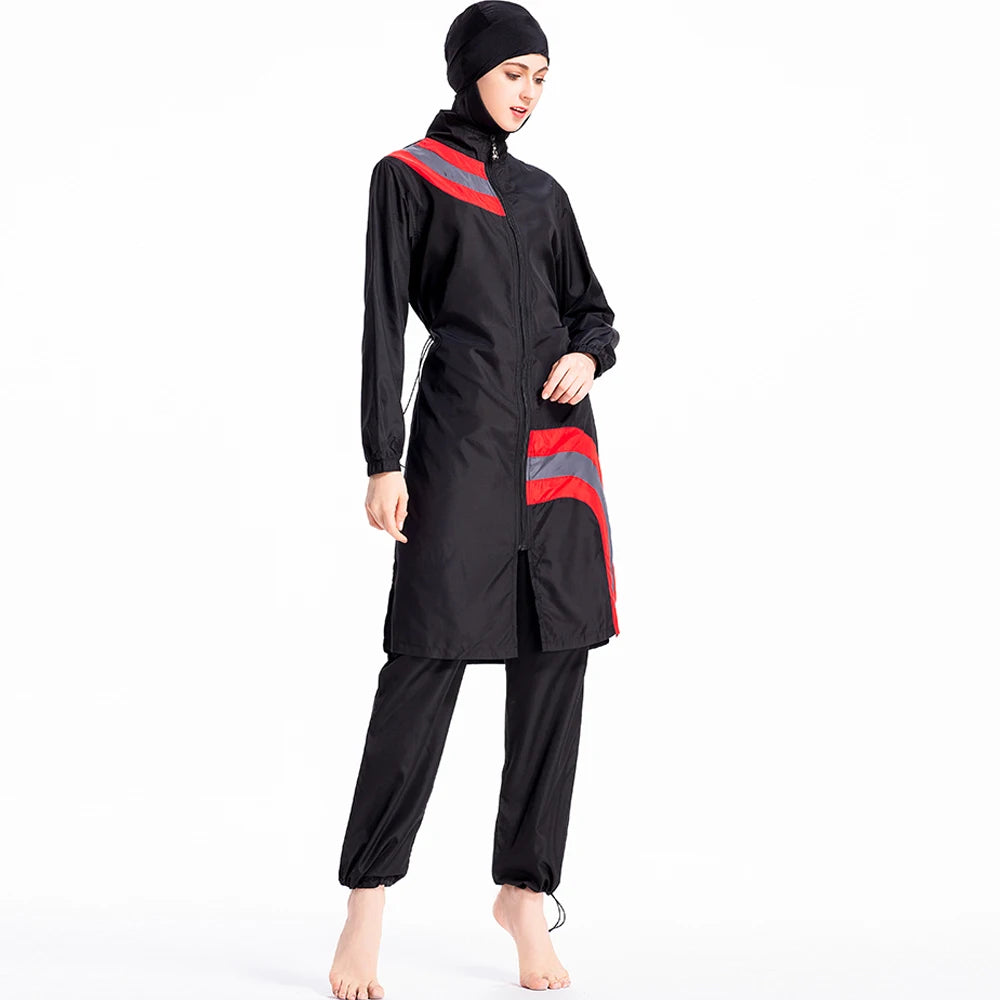 Summer Stitching Style Conservative Muslimah Swimsuit