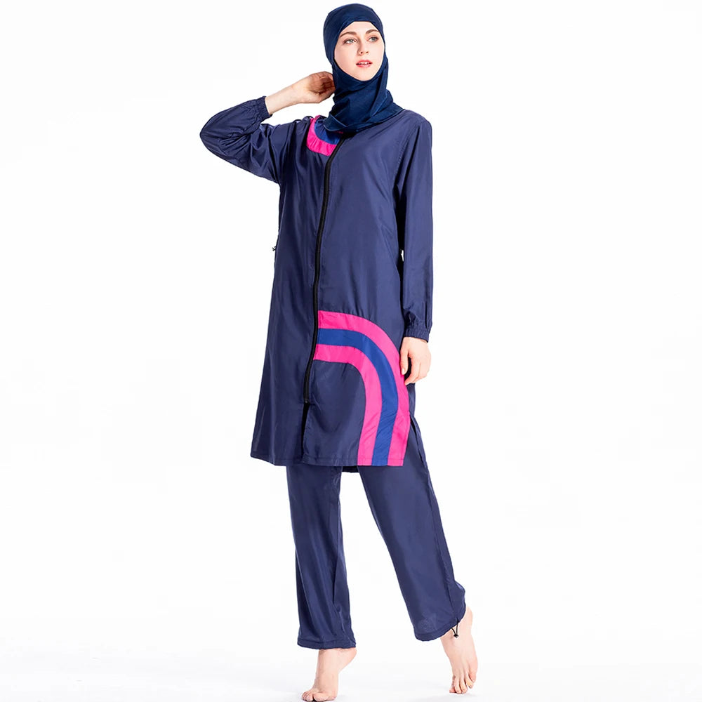 Summer Stitching Style Conservative Muslimah Swimsuit