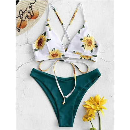 Sunflower Printed Bikini Set Sexy Swimwear Women 2025