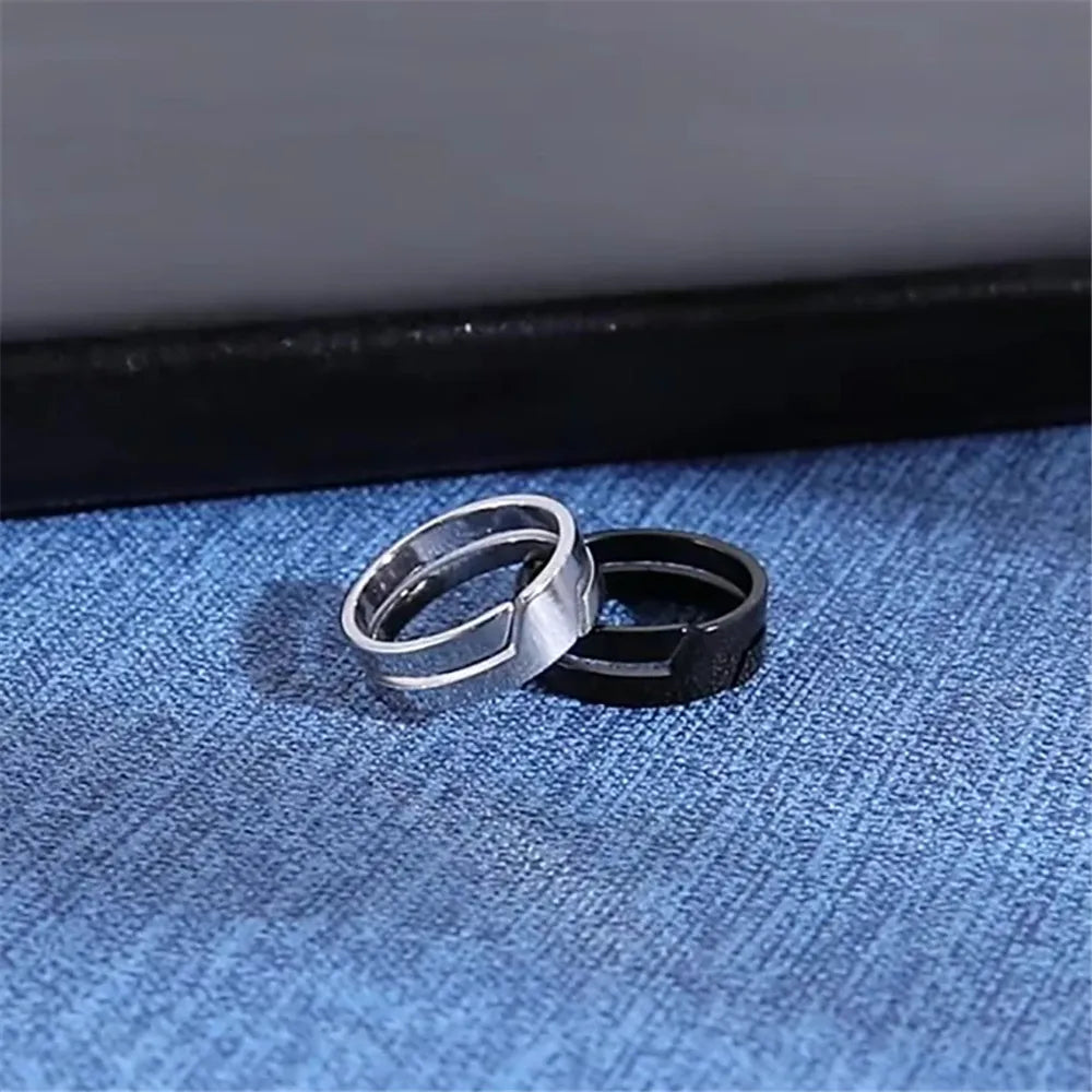 Stainless Steel Ring for Men Women Black Minimalist