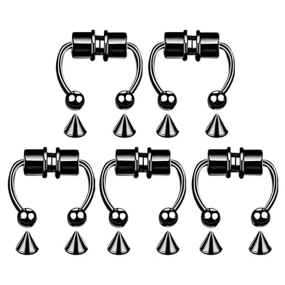 5pcs Stainless Steel Magnet Fake Nose Ring Hoop Fake Piercing Hoop Septum Rings For Women Fashion Gothic Rock Body Jewelry Gifts