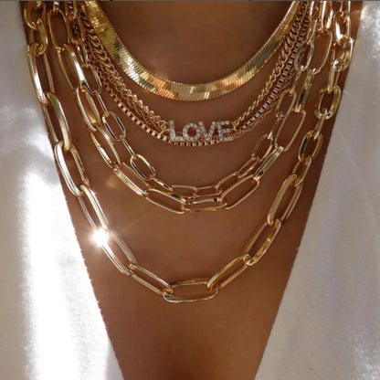 New Gold Color Multiple Styles Necklace For Women Boho Trendy Multi-Layer Crystal Pendant Necklaces Set Jewelry Gifts