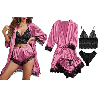 Women's Pajamas Underwear 4-piece Set Babydoll Nightdress