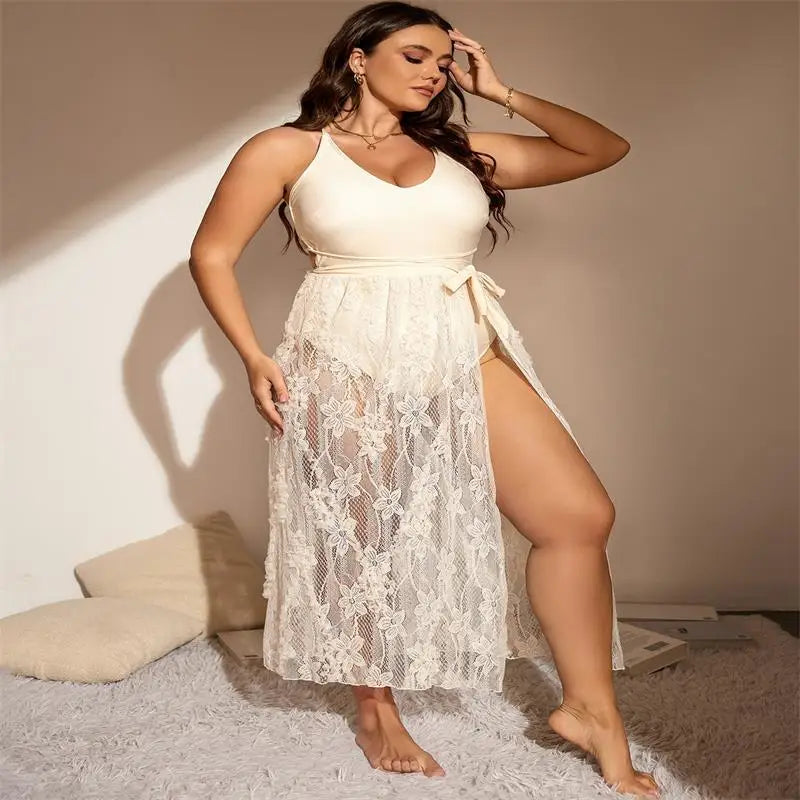 2025 Solid Plus Size Swimwear Women Backless Cross Large 2 Piece