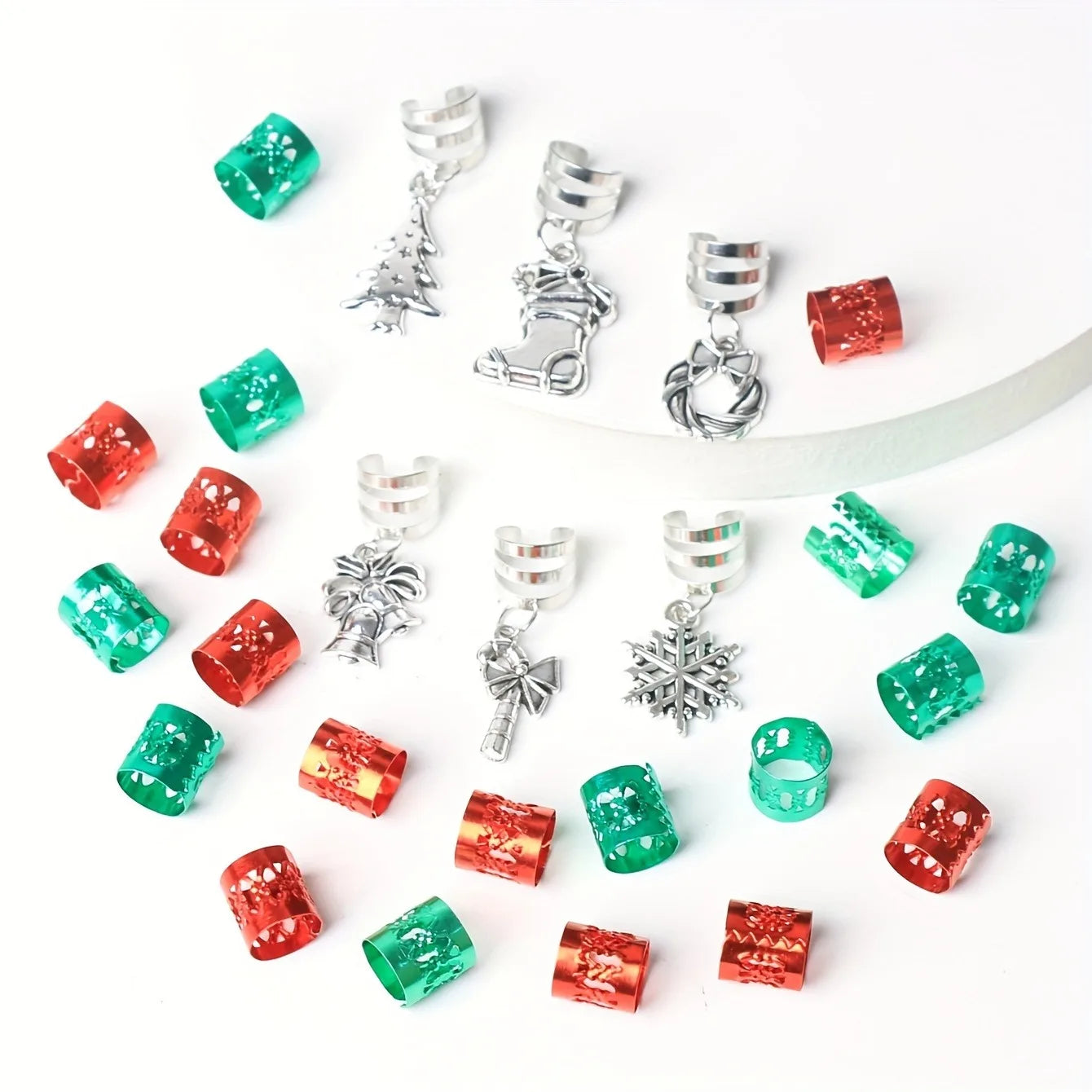 26 Pcs Christmas Decor Pendant Dreadlock Braid Hair Rings