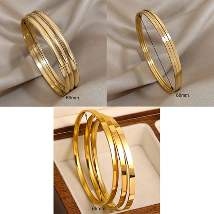 3pcs Glossy 18K Gold Plated Stainless Steel Bracelet