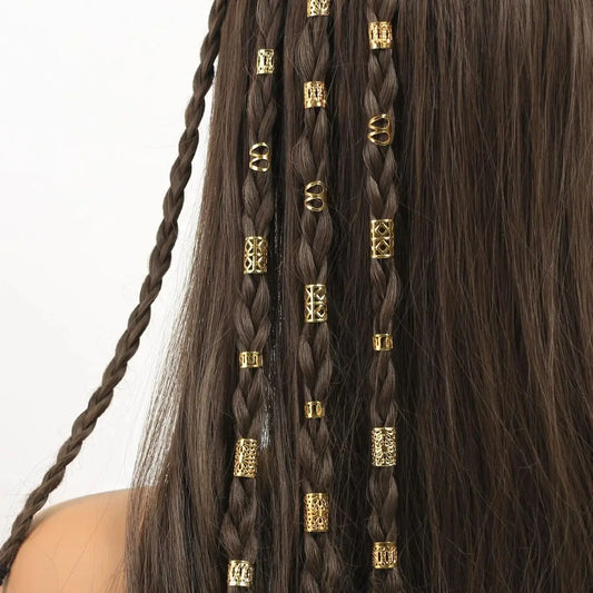 50pcs/set Mixed Hair Rings Set, Dreadlocks Beads Hair Braid Rings Clips