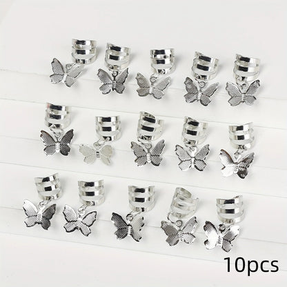 10pcs Alloy Butterfly Shaped Hair Braid Rings