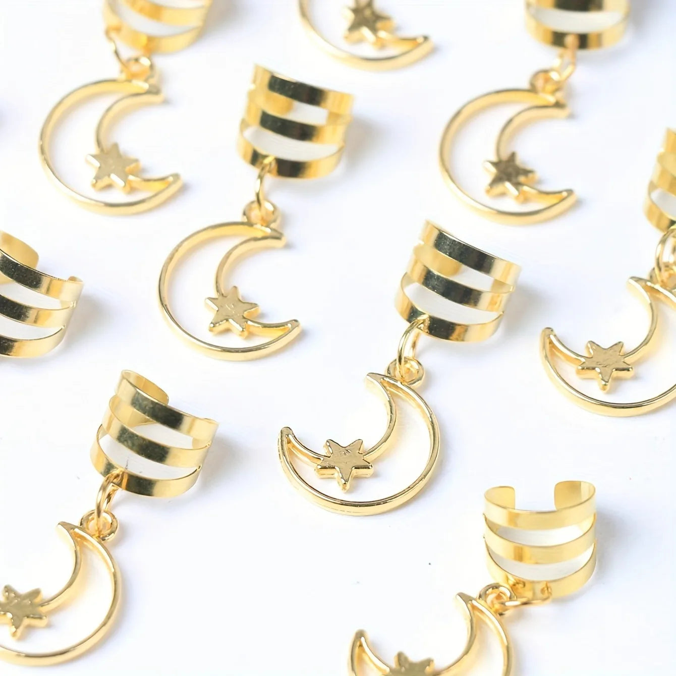 10pcs Solid Color Star Moon Decorative Hair Rings