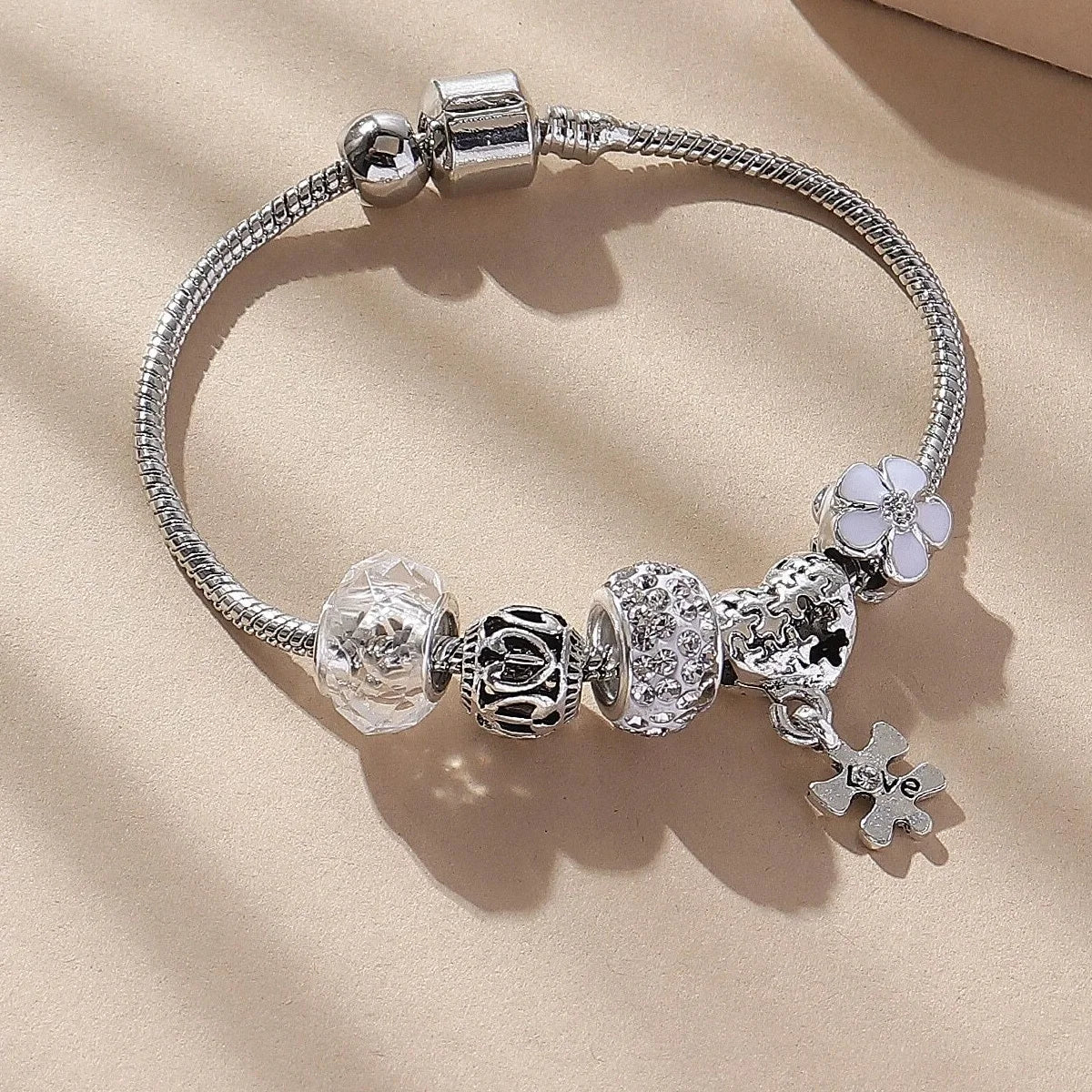 1PC  Multi Element Beaded Love Pan Bracelet