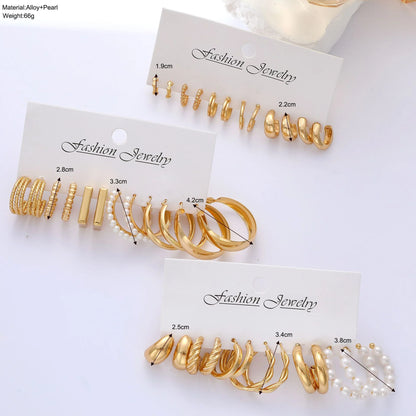 Fashion Geometric Hoop Earrings Set for Women