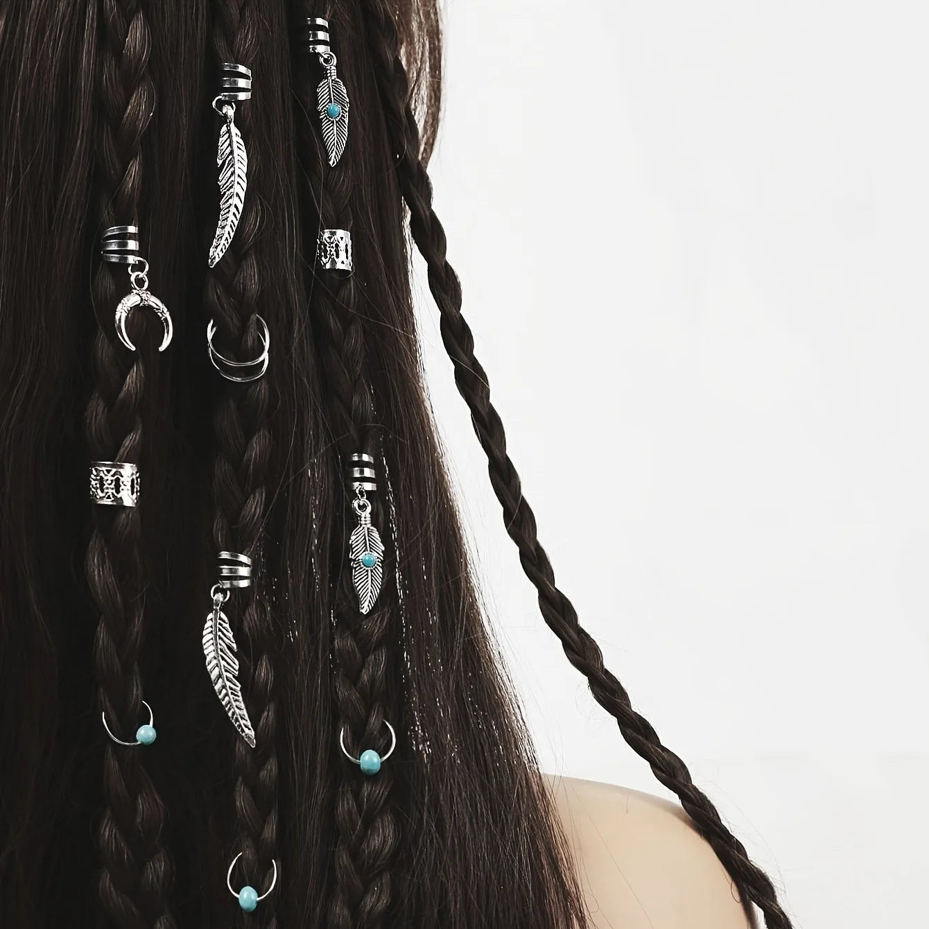 31 Pcs Turquoise Pendant Dreadlock Braid Hair Beads Braids