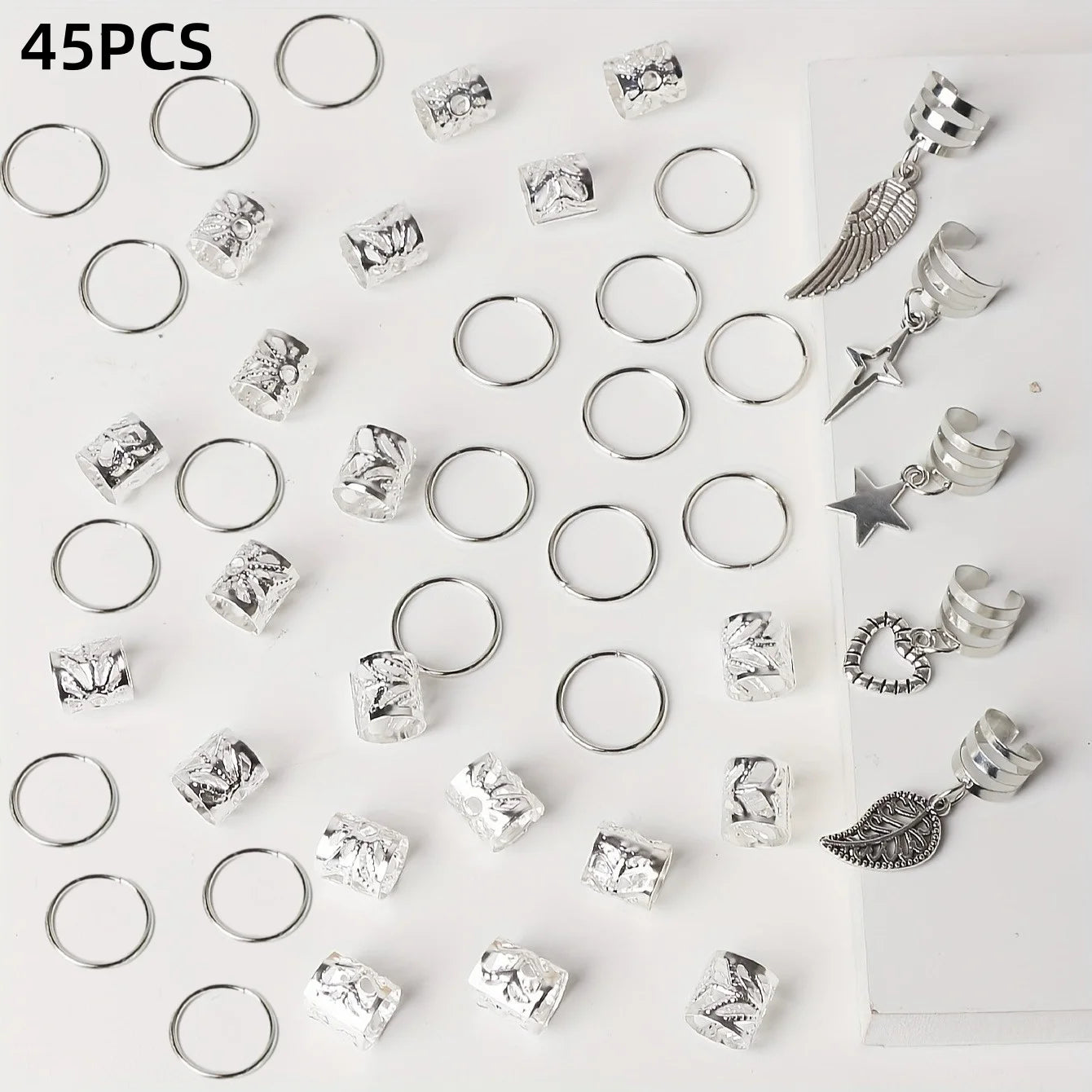 45pcs Alloy Braid Hair Ring Dreadlock Hair Ring