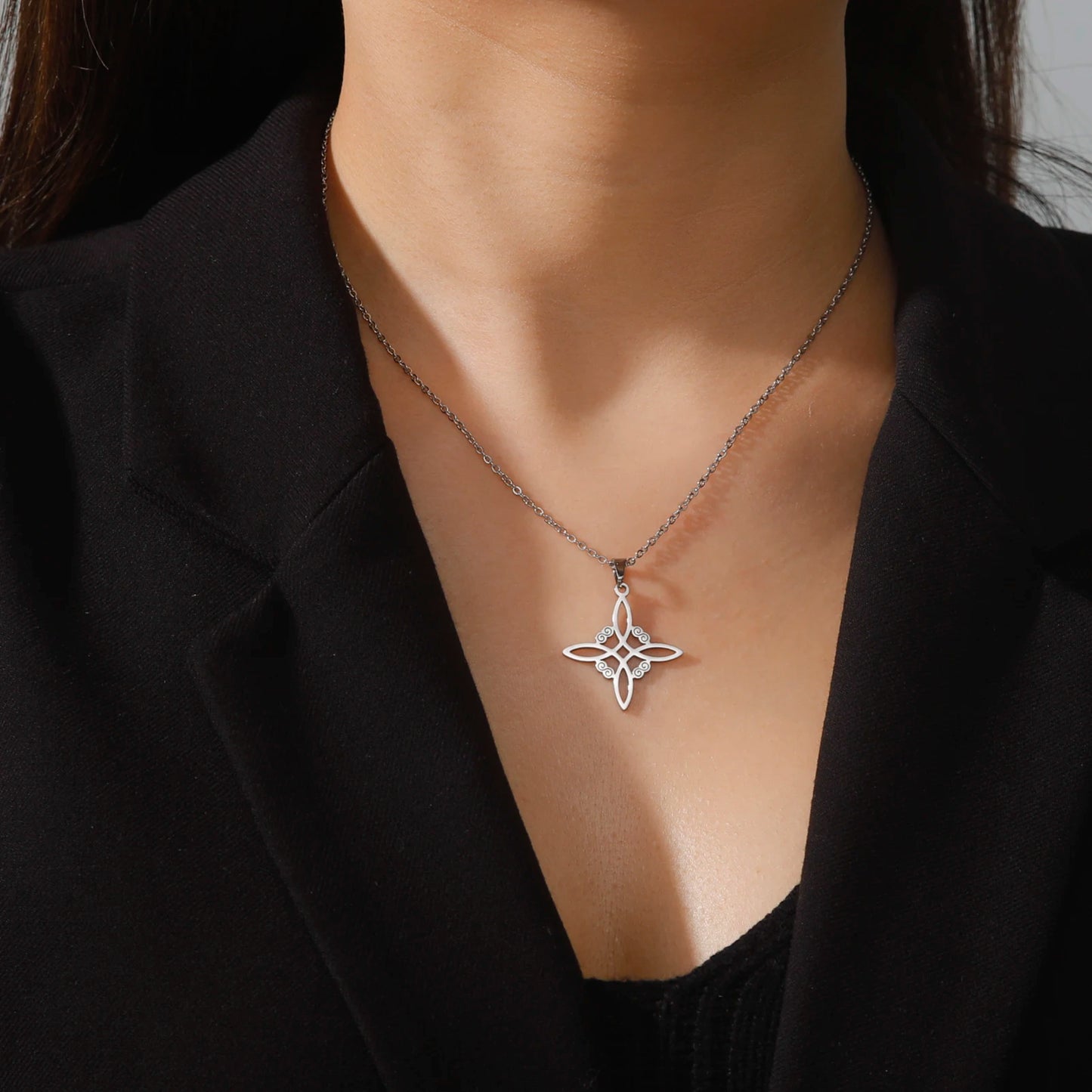 Wicca Witchcraft Witch Knot Necklace Stainless Steel