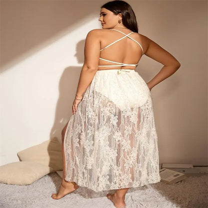 2025 Solid Plus Size Swimwear Women Backless Cross Large 2 Piece