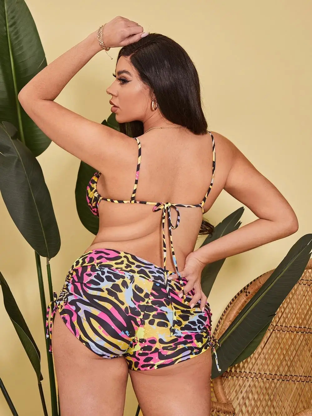 2025 Print 2 Piece Plus Size Bikini  High Waist Lady Swimwear Brazilian Chubby Curvy