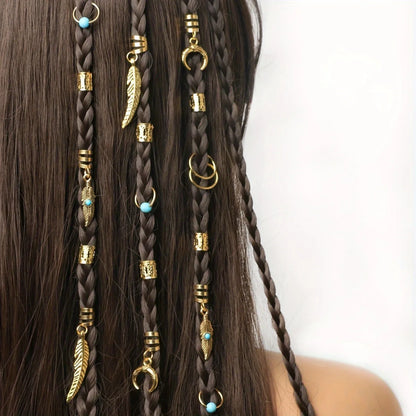 31 Pcs Turquoise Pendant Dreadlock Braid Hair Beads Braids