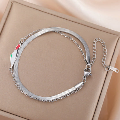 Palestine National Map Pendant Bracelet Stainless Steel Unisex National Flag