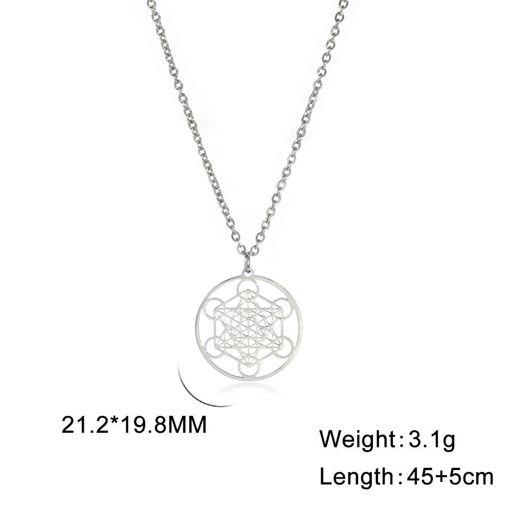 Stainless Steel Angel Seal Archangel Metatron Necklace Women Men Geometric The Secrets of the Kabbalists Garden Solomon Jewelry