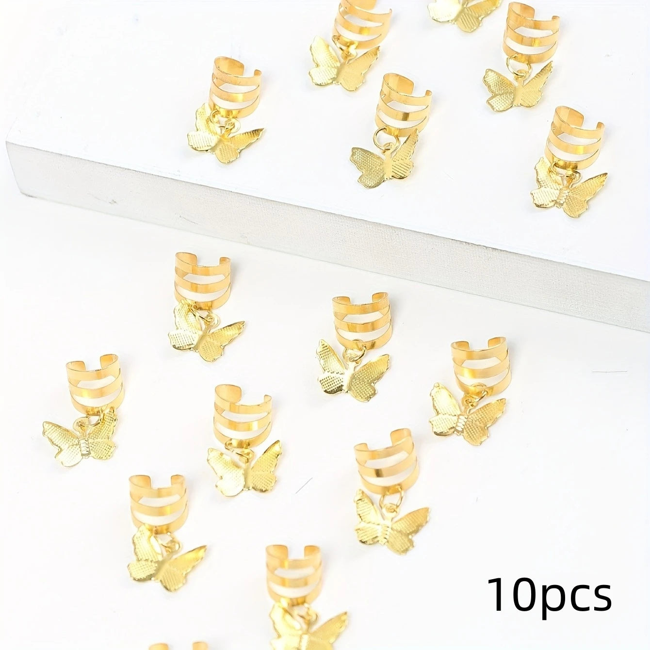 10pcs Alloy Butterfly Shaped Hair Braid Rings