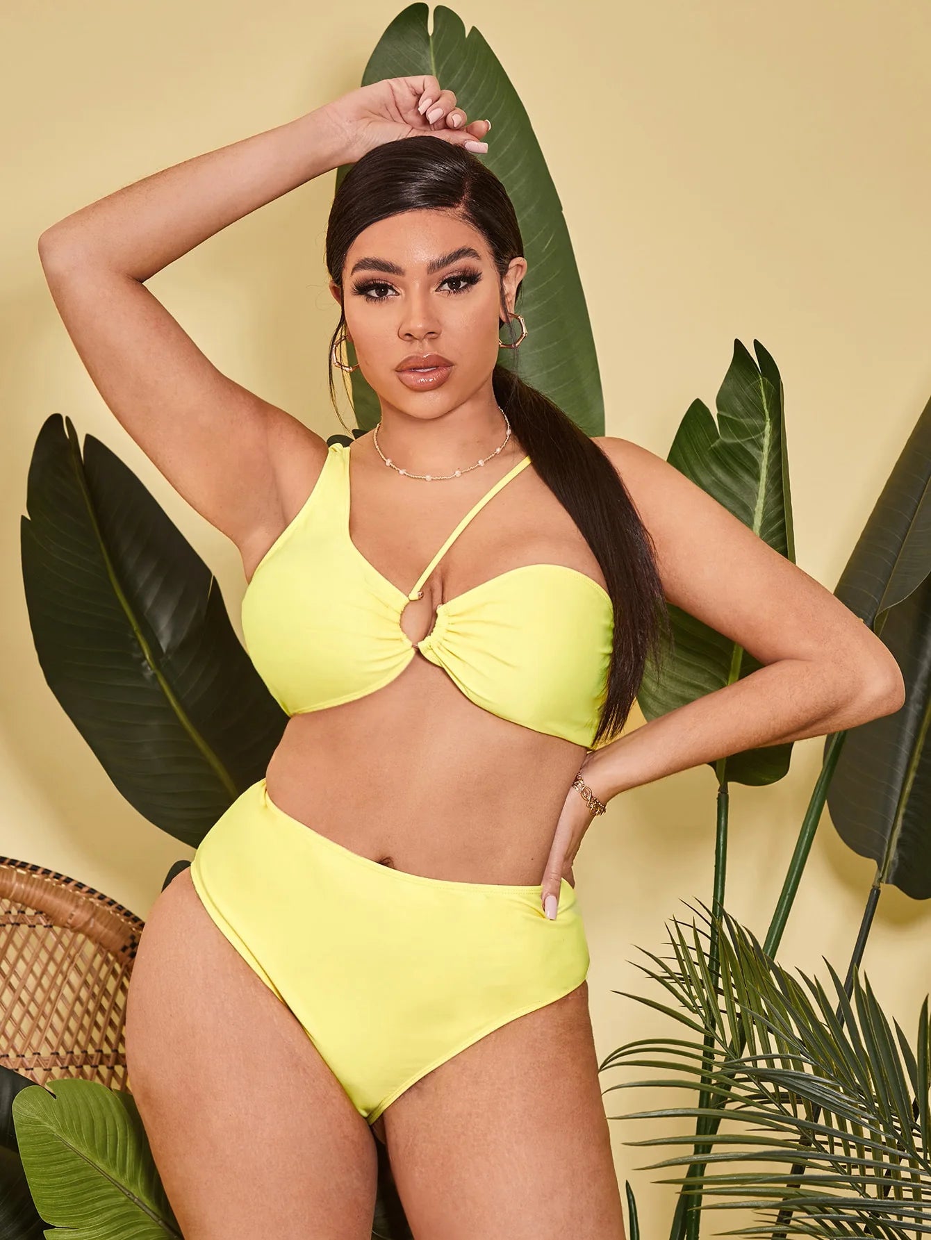 2025 Sexy Yellow 2 Piece Plus Size Bikini