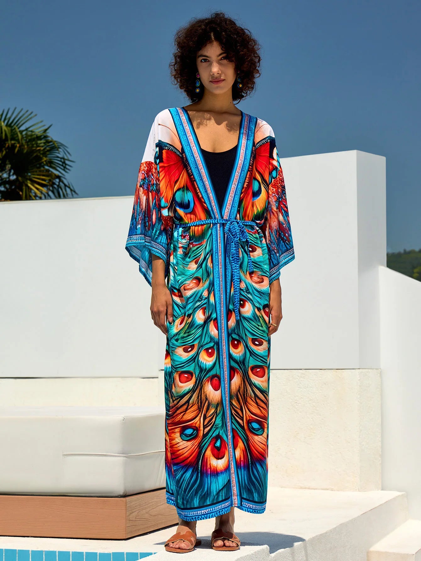 Bikini Bathing Suit Cover Up Open Front Kimono Cardigan