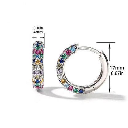 Colorful Crystal Round Hoop Earrings Fashion Magnetotherapy Weight Loss Slimming Jewelry