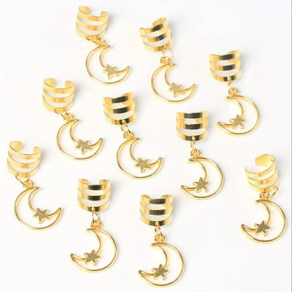 10pcs Solid Color Star Moon Decorative Hair Rings