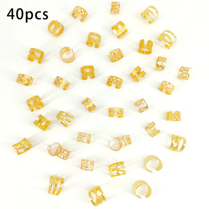 40Pcs Hair Cuffs Adjustable Hair Charms Metal