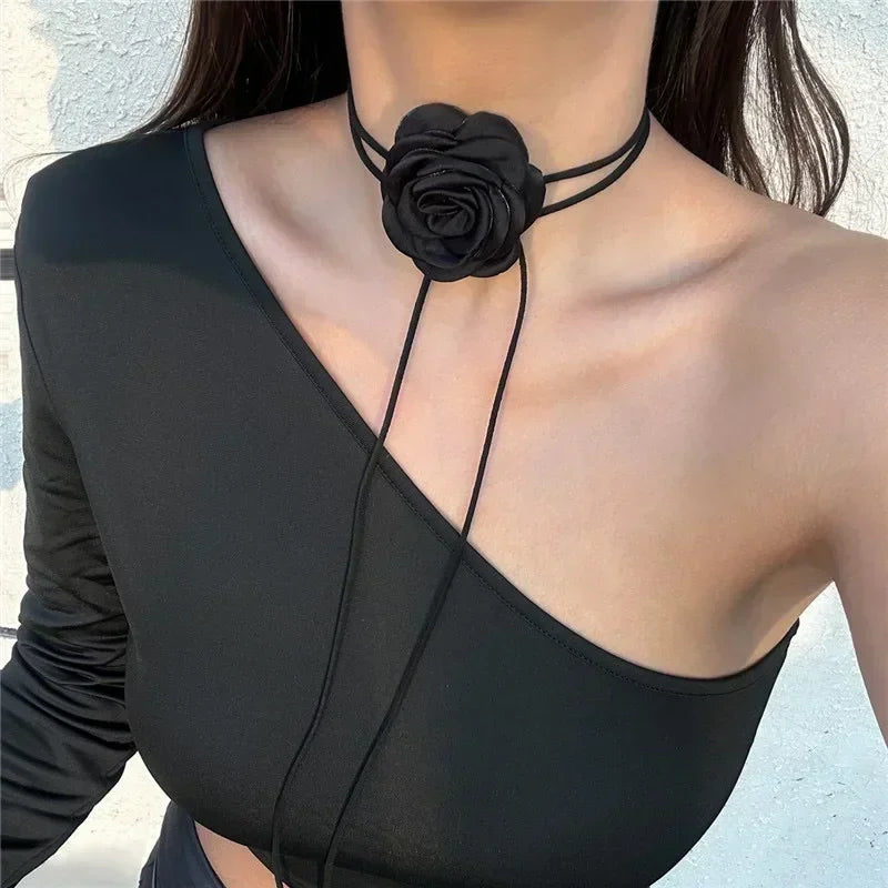 Rose Flower Clavicle Chain Necklace for Women 4 Colors