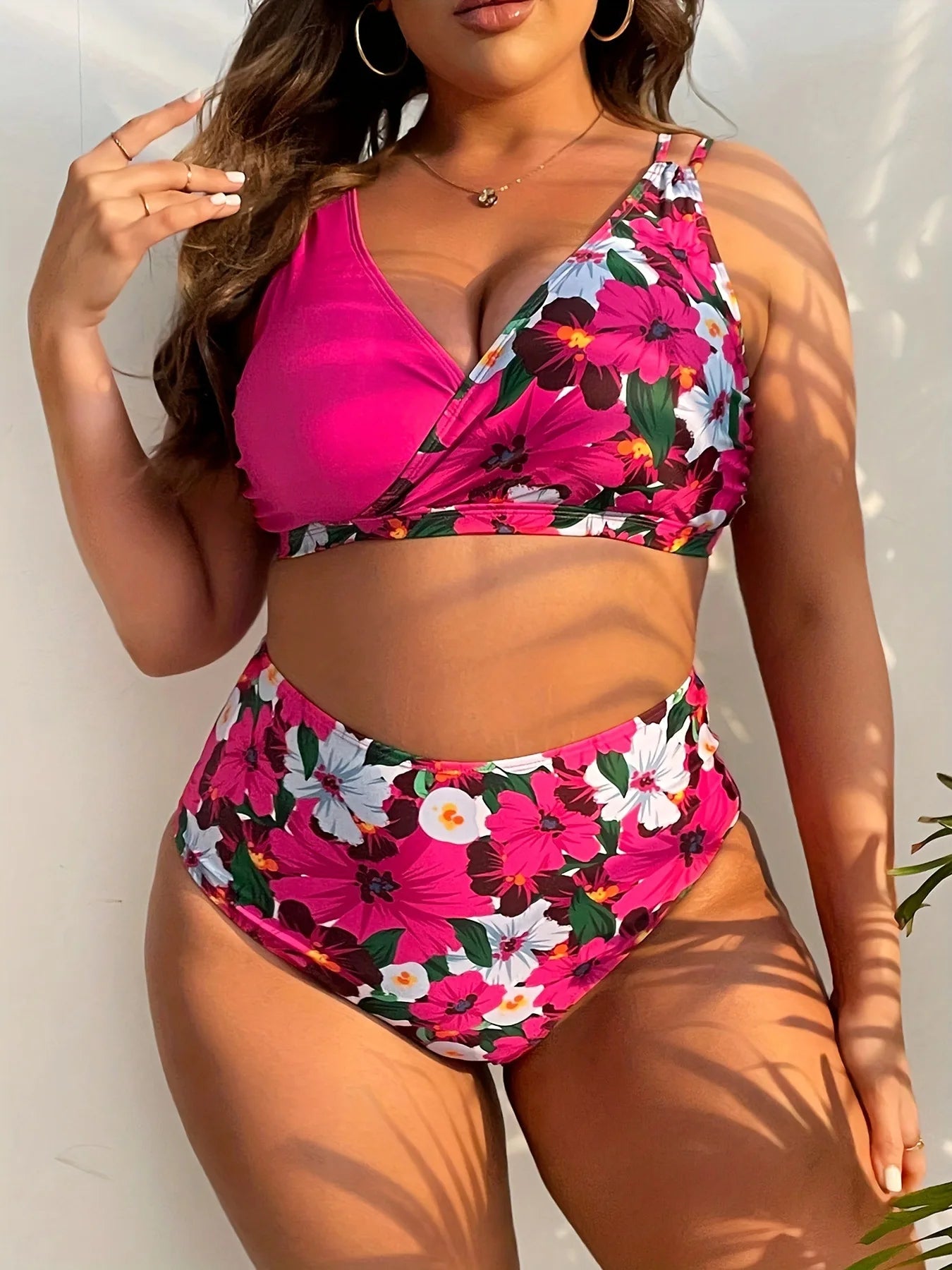 2025 Patchwork 2 Piece Plus Size Bikini Set Women Large Big Swimsuit