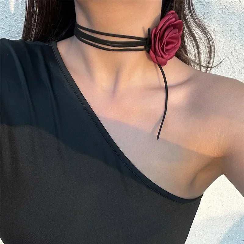 Rose Flower Clavicle Chain Necklace for Women 4 Colors