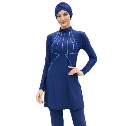 Printed Sleeve Swimsuit Conservative Modest Muslim Swimwear