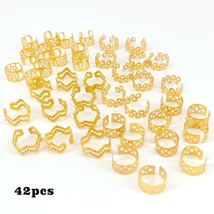 42pcs metal cutout simple fashion Braided Hair Rings,