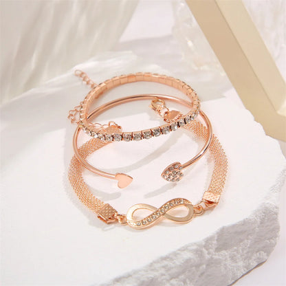 Silver Color Crystal Rhinestone Heart Bracelets