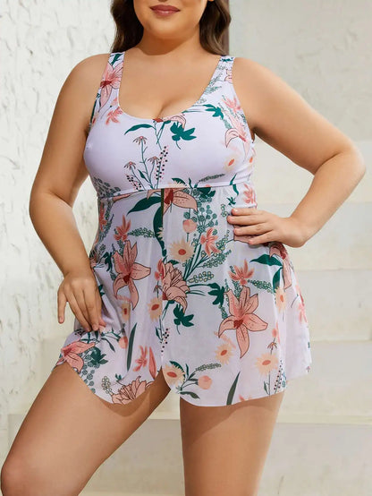 2025 Mesh Print Patchwork Plus Size Swimwear Women Push Up Large Big One Piece