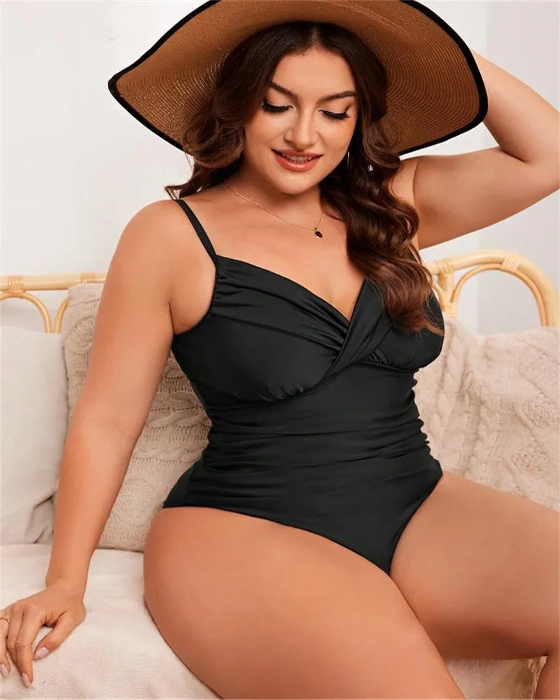 2025 Sexy Black Sreapped Plus Size Swimwear Women Push Up