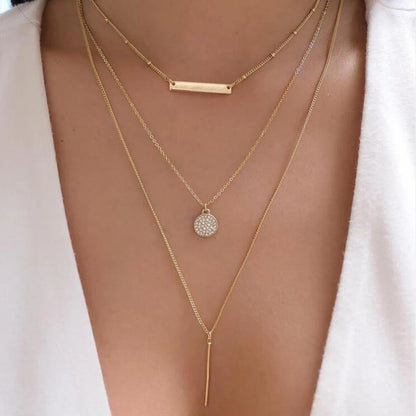 New Gold Color Multiple Styles Necklace For Women Boho Trendy Multi-Layer Crystal Pendant Necklaces Set Jewelry Gifts