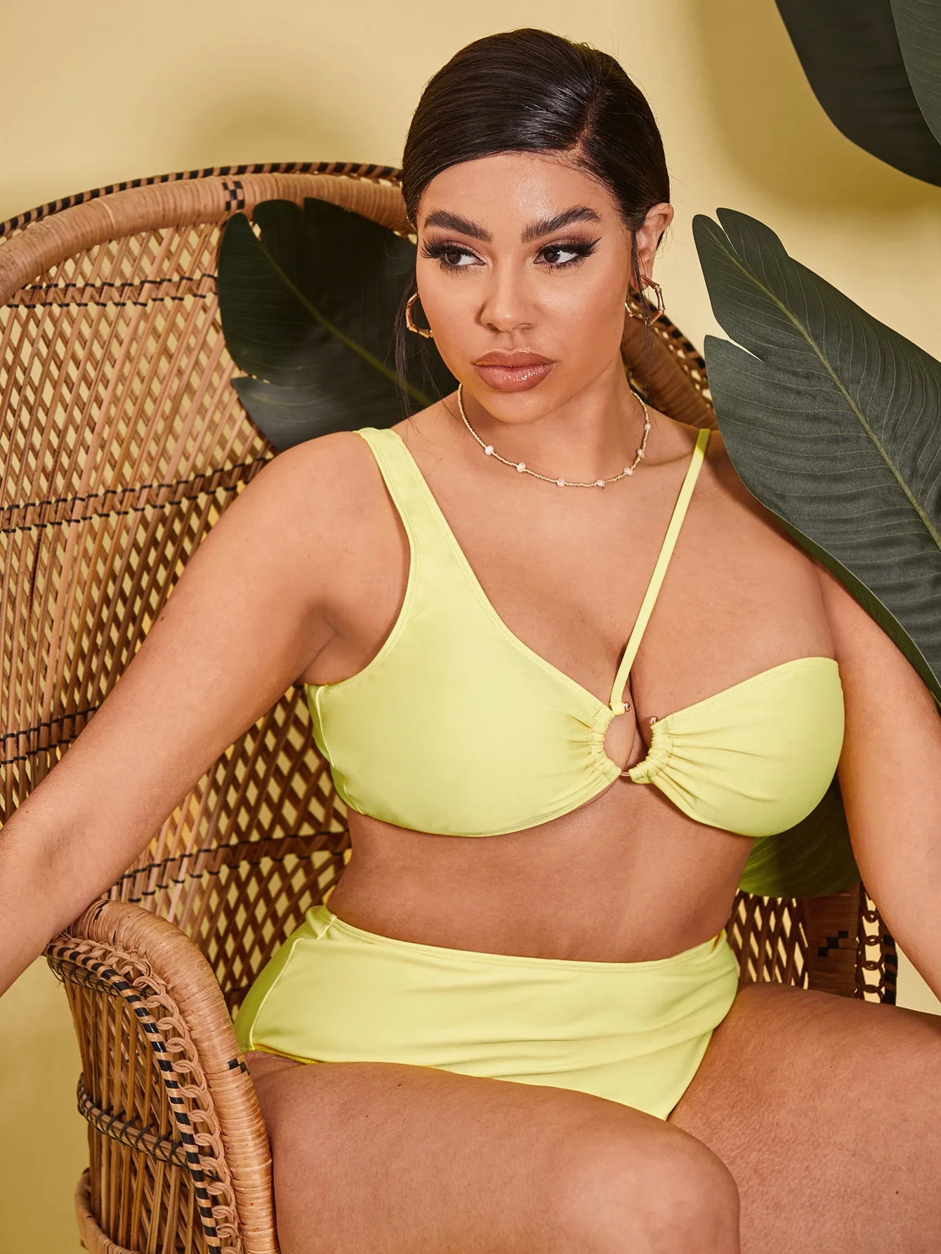 2025 Sexy Yellow 2 Piece Plus Size Bikini