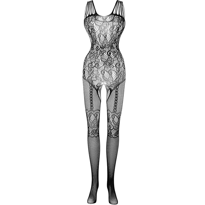 Open Crotch Lingerie Women Mesh Hollow Bra Set Sexy Bodysuit