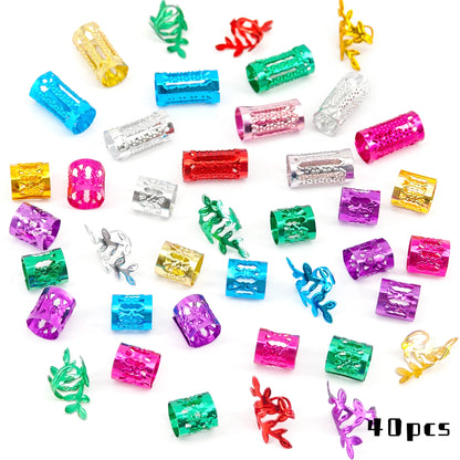 40pcs Street hip-hop mixed color Hollow Out Dreadlock Hair Jewelry Accessories