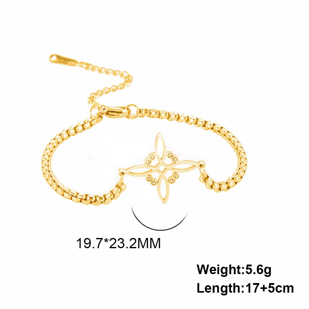 Witchcraft Witch Knot Charm Bracelet Women Stainless Steel